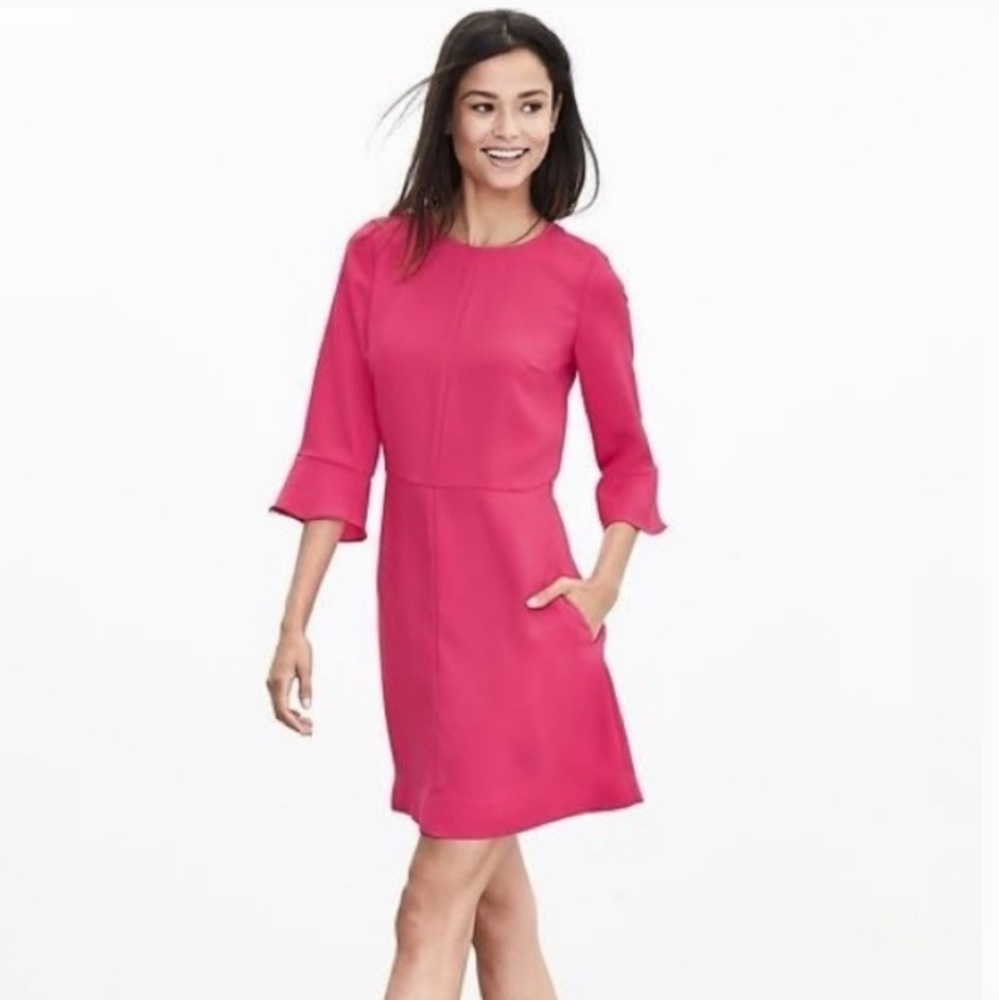 Banana republic pink ruffle sleeve dress